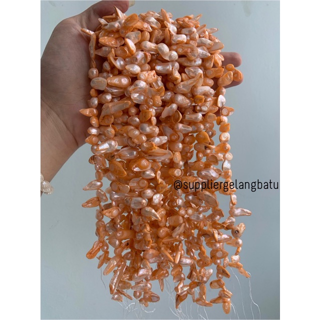 kerikil KERANG KESHI ORANGE tetes OVAL oren fresh water shell BAROK