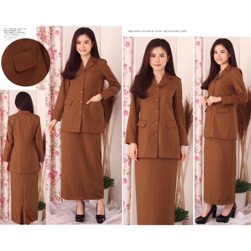 seragam pemda/blazer/Jas pemda Aceh pangkat dan  bahu skoder setelan rok guru/pns/asn 7009