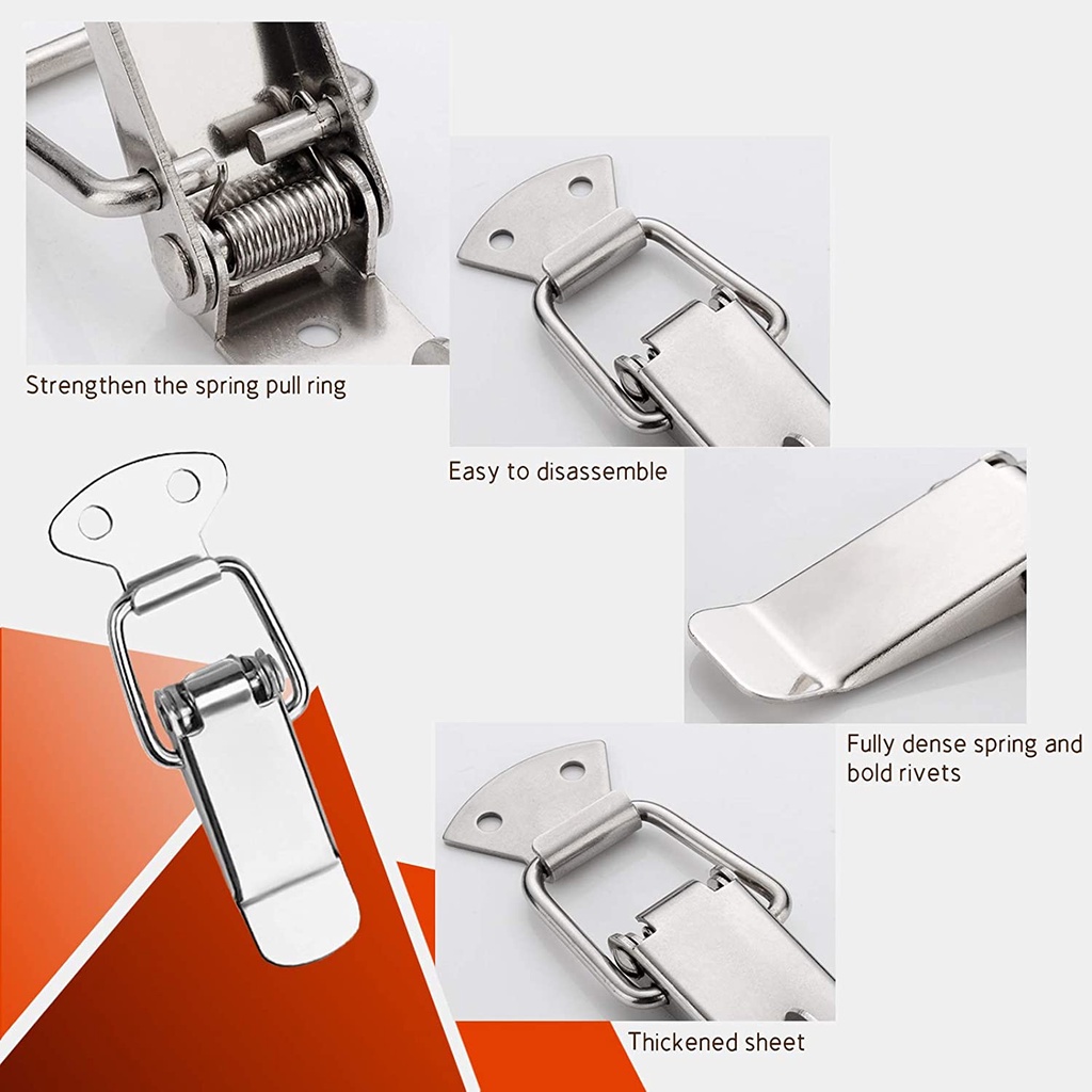 6PCS  304 Kunci Koper / Kancing Kunci Stainless Loaded Toggle Latch Catch Hasp / kunci box spring case