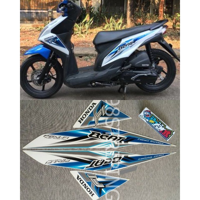 STRIPING BEAT F1 FI  BIRU PUTIH TAHUN 2015 STIKER  LIS STANDAR ORI NEW HONDA
