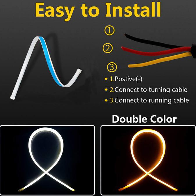 Lampu Alis LED Drl Lampu Runing Turning Led Headlamp Mobil Lampu Depan - PutihKuning