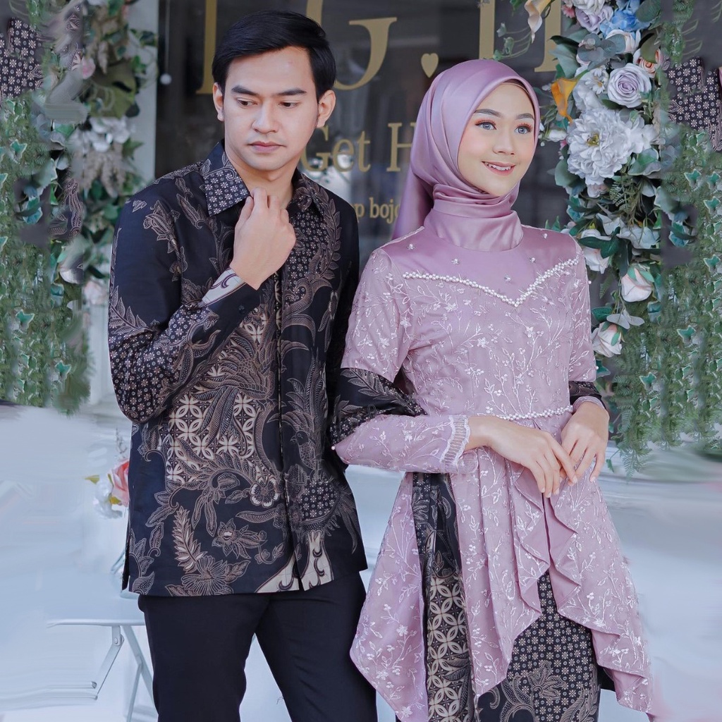 AZKANA BATIK - Kebaya Batik Couple Juwita Sarimbit Couple Modern Kebaya Lamaran Dan Tunangan Kekinian Kebaya Wisuda Modern