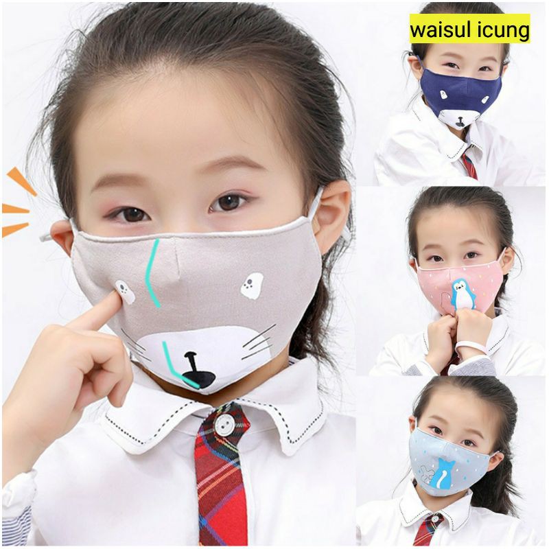 Masker anak Bisa di cuci berkali kali tali adjustable katun tali bisa di atur disesuaikan