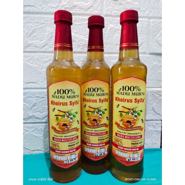 

Madu Multiflora kemasan 460ml/botol marjan. (Khoirus Syifa')