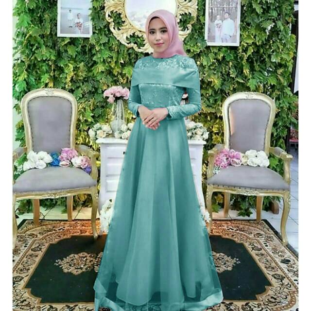 MAXI ASYANTI BAHAN VALVET COMBI BRUKAT MAXI DRESS MUSLIM MODEL TERBARU MASA KINI PAKAIAN WANITA