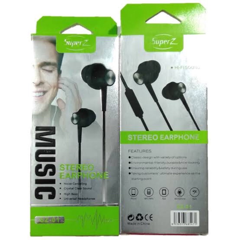 HEADSET SUPER Z SZ01 POWER BASS STEREO EARPHONE MUSIC SUPER BASS