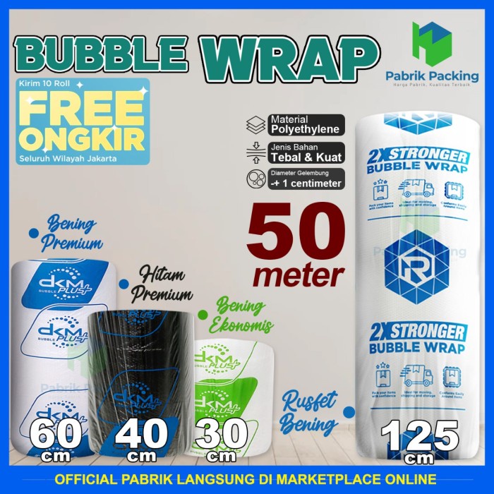 

Ginger- PLASTIK BUBBLE WRAP DKM+ PREMIUM TEBAL TERMURAH GROSIR - HITAM PREMIUM, 30 CM x 50 M