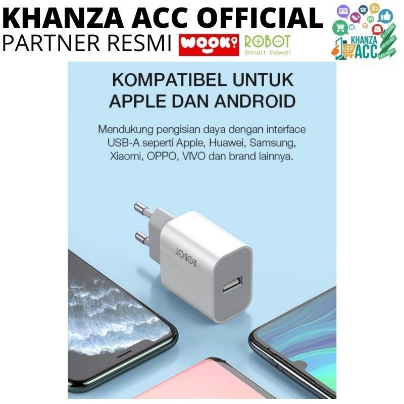 KHANZAACC Charger Robot RT-K8 10W 2A Small &amp; Portable ( Ecer 1 Pcs )