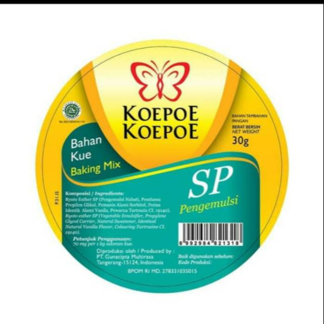 

SP Koepoe Koepoe 30g/Pengemulsi Kupu 30g/Pengembang Kue Kecil/SP Kupu2