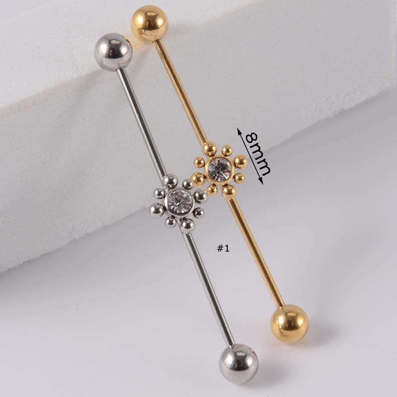 1pc Anting Tindik Tubuh Desain Barbell 16gauge Untuk Priawanita