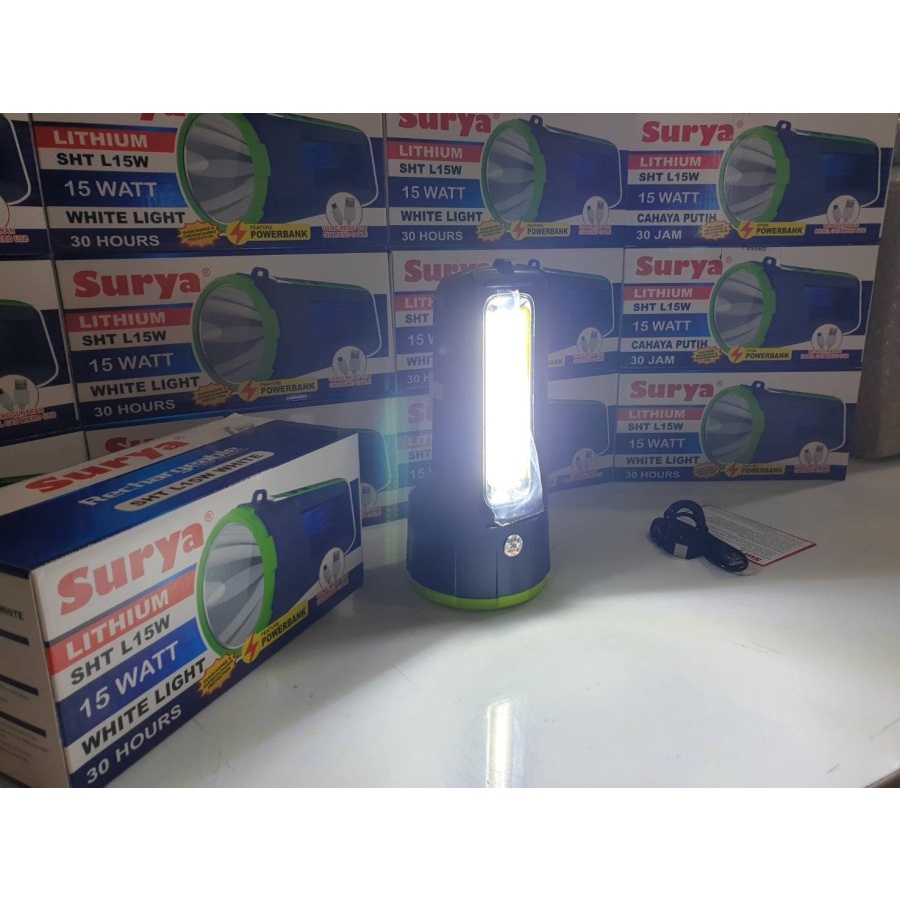 Surya Lampu Senter Emergency Plus Powerbank SHT L15W