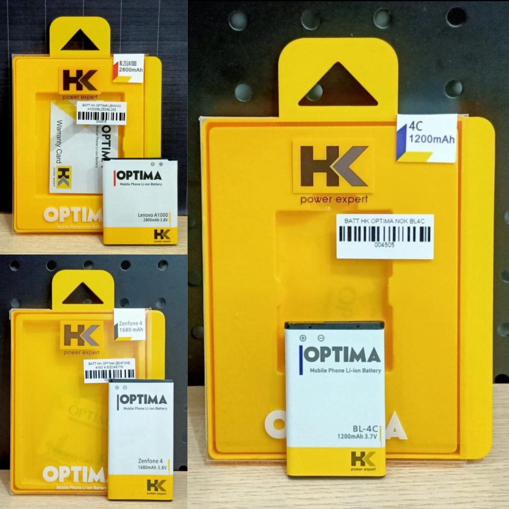 HK OPTIMA BATERAI NOKIA A1000/BL253/BL233,A6000/K3/BL242/BL259,LENOVO BL4C,ZENFONE,4/GO 4.5/ZC451TG