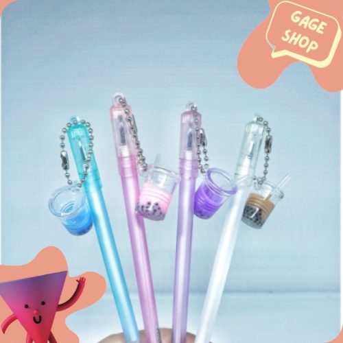 

pulpen pen gel gantungan minuman boba tinta hitam keperluan sekolah anak pena lucu imut fancy bolpen unik elegan keren import COD termurah banget