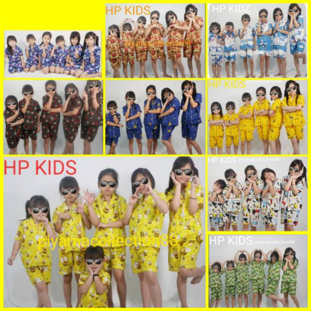 PIAMA ANAK couple celana pendek stelan hot pants 3/4 kids PIYAMA baju tidur karakter