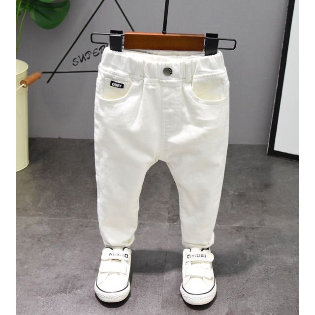 Crisbelleshop CR1868 Celana Panjang anak laki laki warna Putih dan hitam - Jeans putih anak laki lak