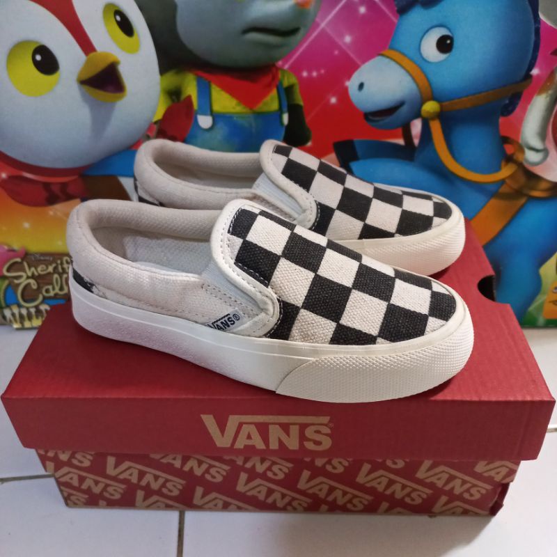 sepatu vans slip on anak cream motif karakter size 25-35