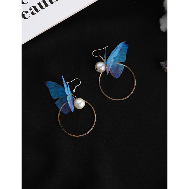 LRC Anting Gantung Fashion Blue Butterfly Shape Decorated