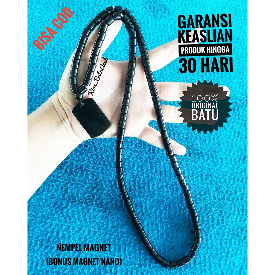 Kalung Tasbih Liontin Batu Giok Hitam Black Jade Original Asli Aceh Tabung 99 Butir