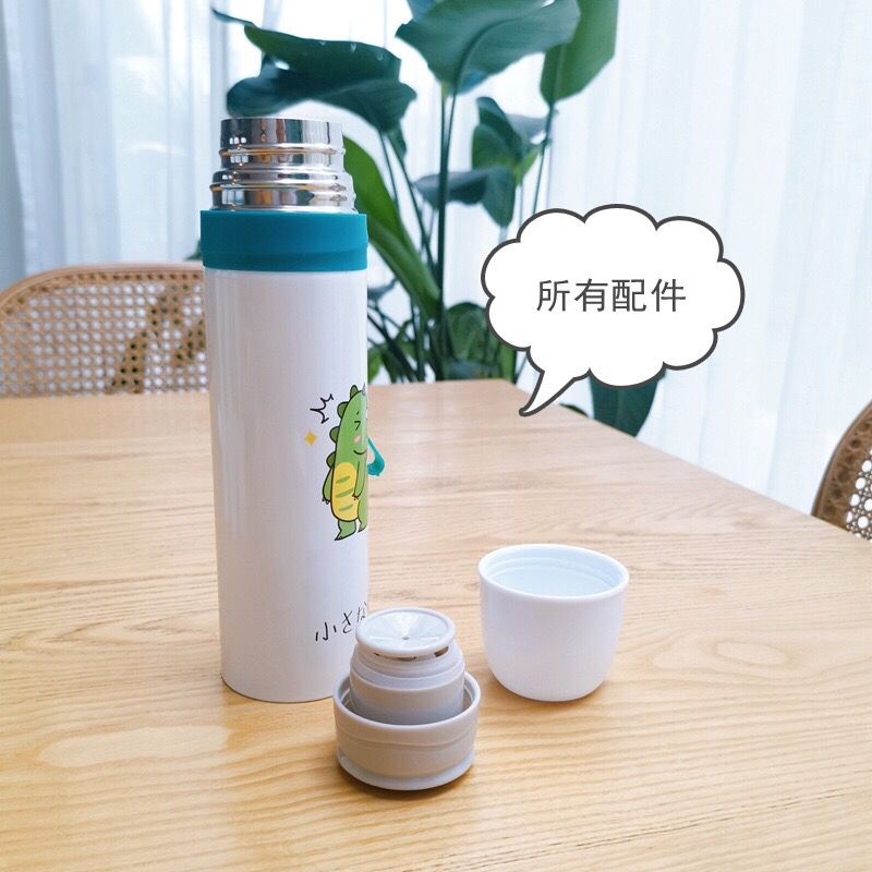 Botol Minum Tahan Panas H/C 8 jam++ Vacuum Flask 500ml Motif Kartun Dino Lucu + Bubble