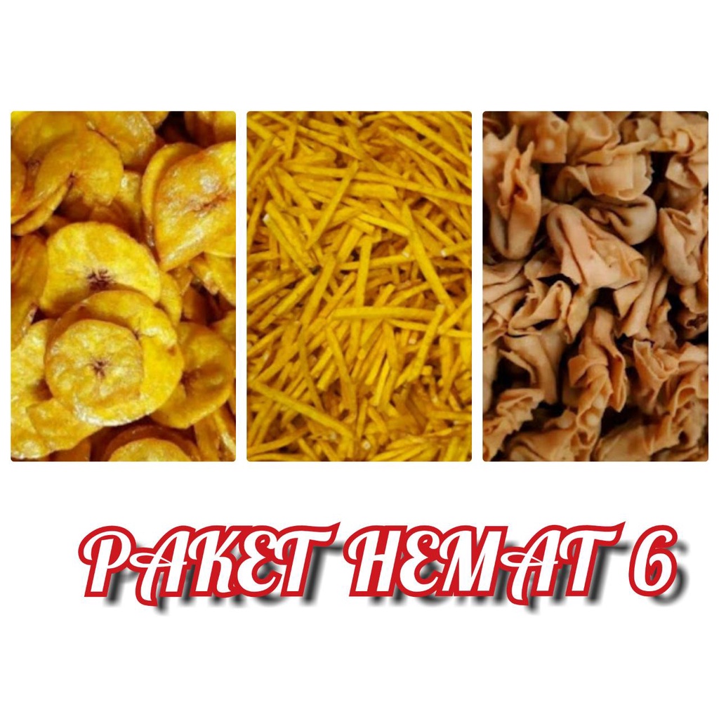 

Aneka Snack Paket Hemat 6 ( Stik Talas,Pangsit,Kripik Pisang Manis )