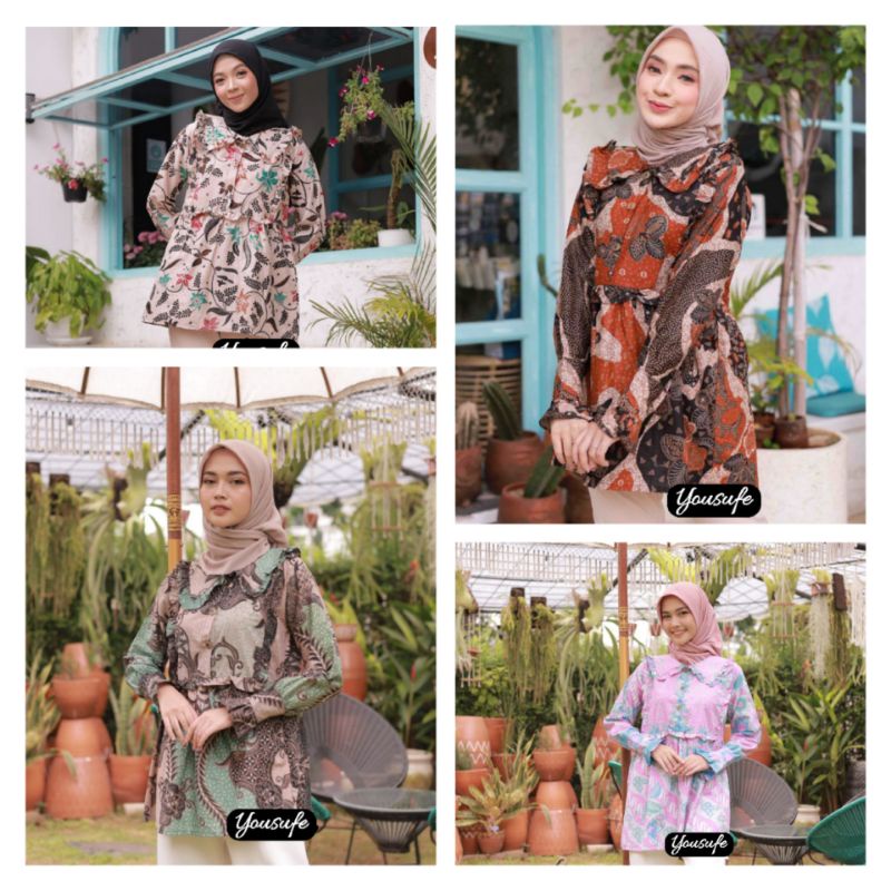 Blouse Batik Rempel Seragam Kantor Kerja Wanita Nyaman Cocok untuk seragam Pernikahan Hajatan Kerja01 Standar Jumbo