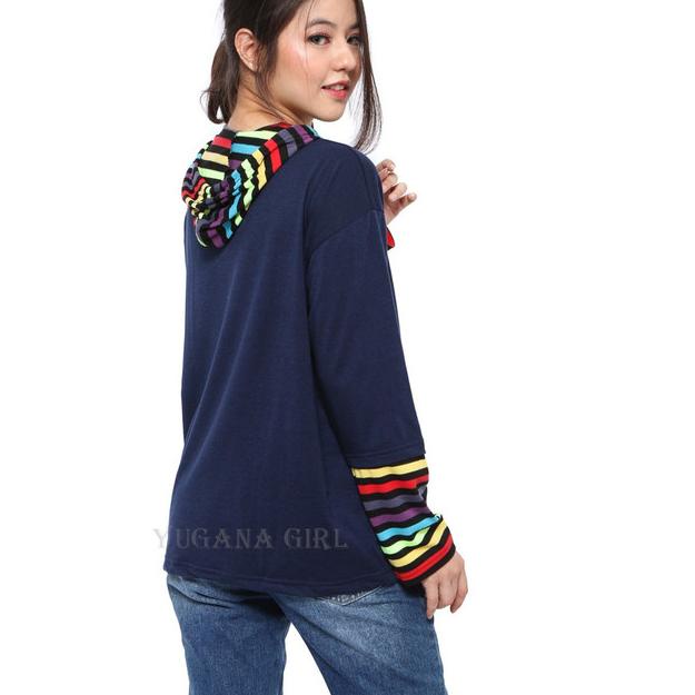 ✿ BAJU ATASAN KAOS HOODIE JUMBO WANITA LENGAN PANJANG ALINA ☜