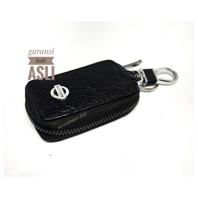 Hardcase / dompet /Tempat Remote Mobil Kulit - Gantungan Logo NISSAN