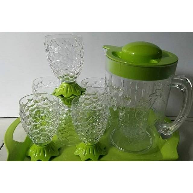 TEKO SET GELAS NANAS GOLDEN SUNKIST HIJAU