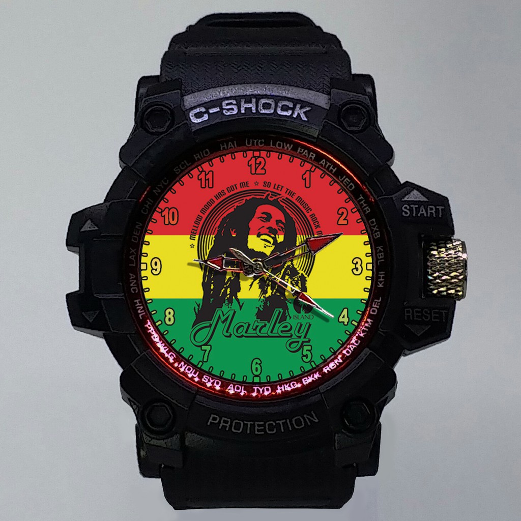 (ISTIMEWA BOSSQUE) JAM TANGAN BOB MARLEY LIST MERAH - EXCLUSIVE 4