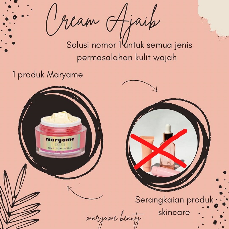 Maryame Beauty Glow Up Crem Cream Maryame Beautee Glow Up Krim Serum Anti Aging Moisturizer Pelembab Dan Sunscreen Pemutih Wajah Glowing Cepat Ampuh All in 1 Bpom