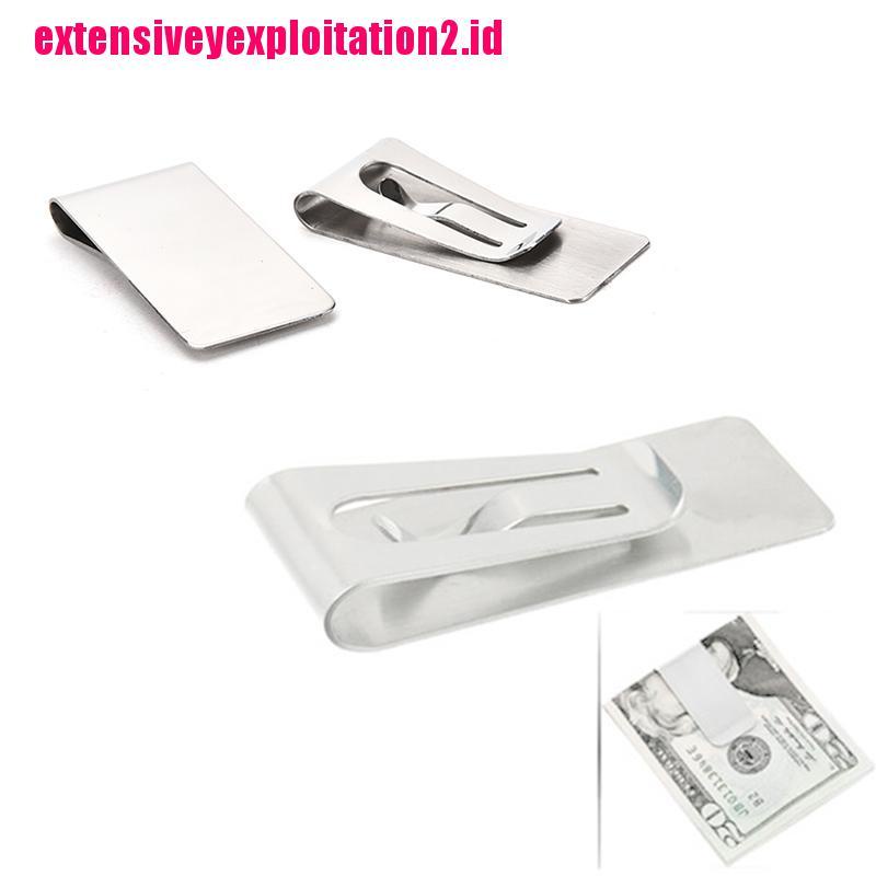 &lt; E2id &amp; &gt; Klip Penjepit Uang Bahan Stainless Steel Untuk Pria / Wanita