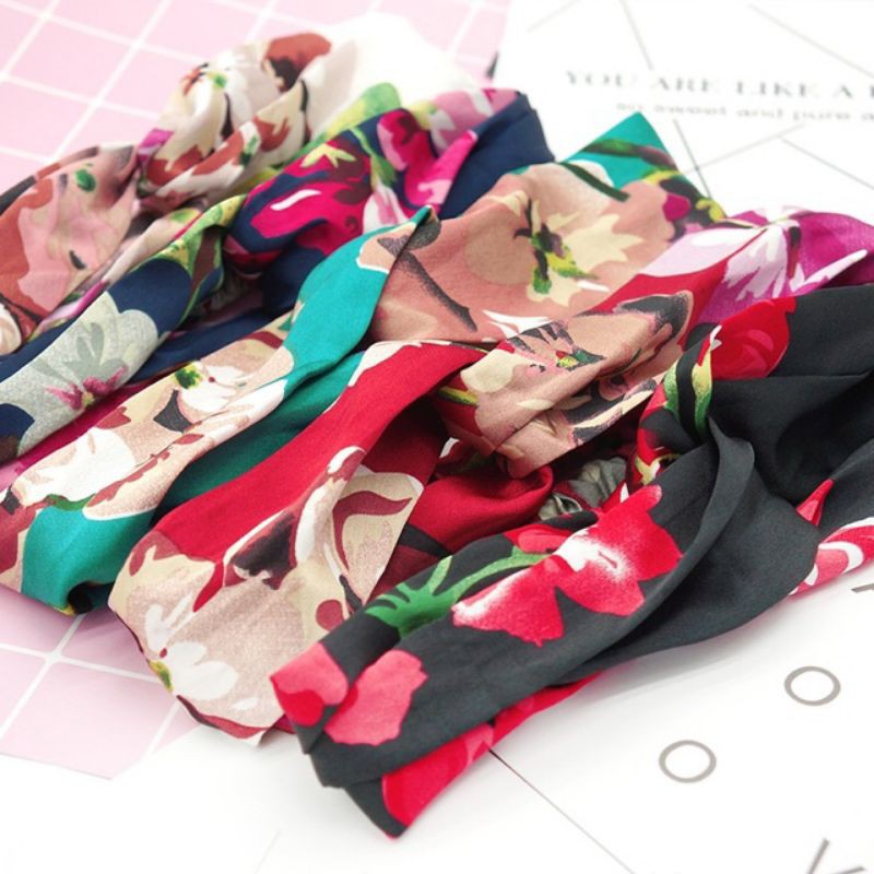 JY B9 BANDO KAIN WANITA MURAH HAIRBAND ELASTIS MOTIF BUNGA AKSESORIS RAMBUT WANITA
