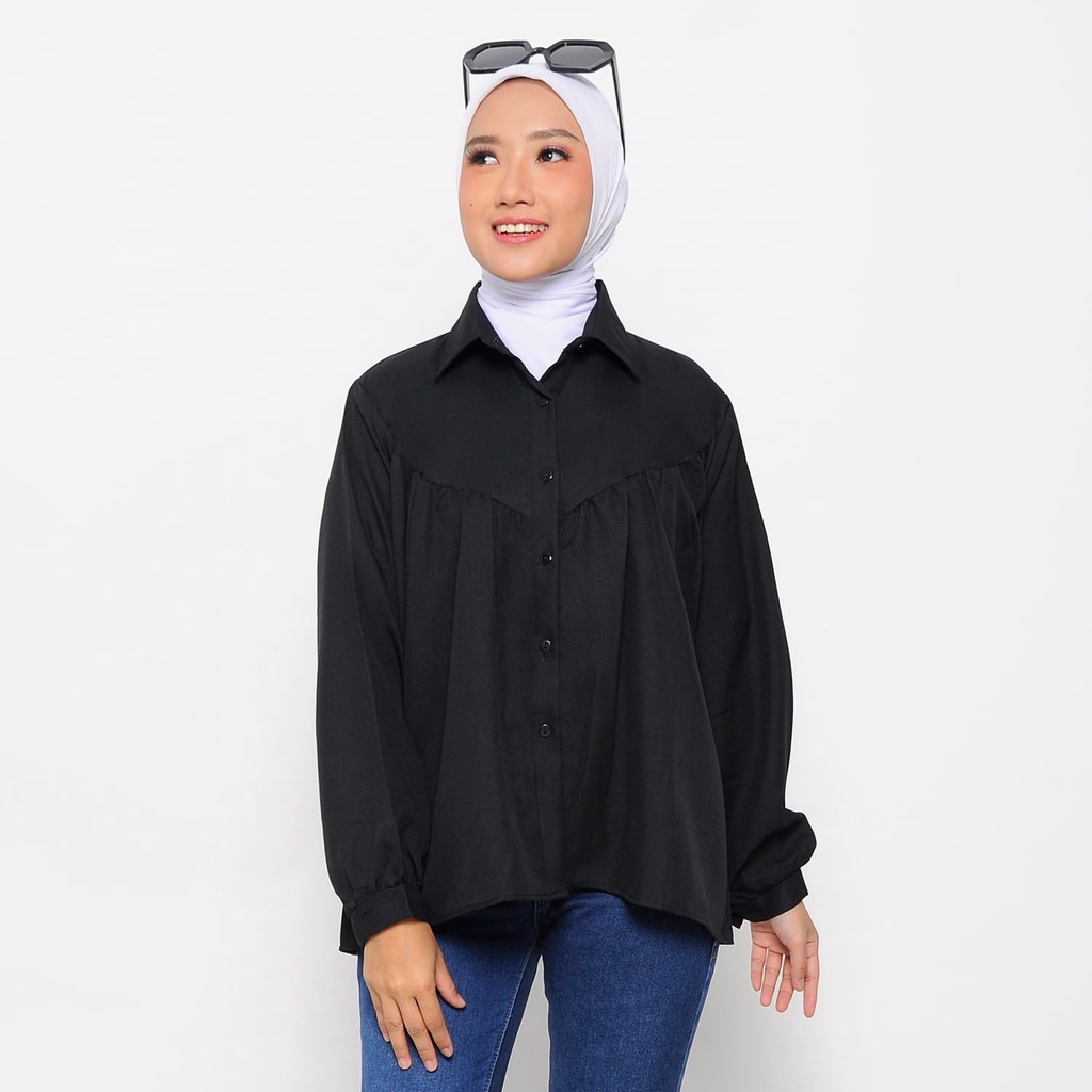 kemeja korean blouse wanita/atasan stella shirt lengan panjang