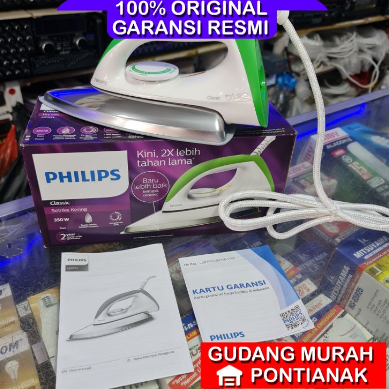 Setrika Philips HD 1173 / setrika philips keramik Hijau Stainless