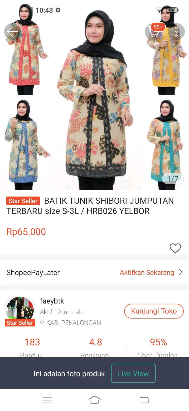 Batik Tunik Shibori Jumputan Terbaru Size S-3l / Hrb026 Yelbor Navbor / Biru Putih / Original..