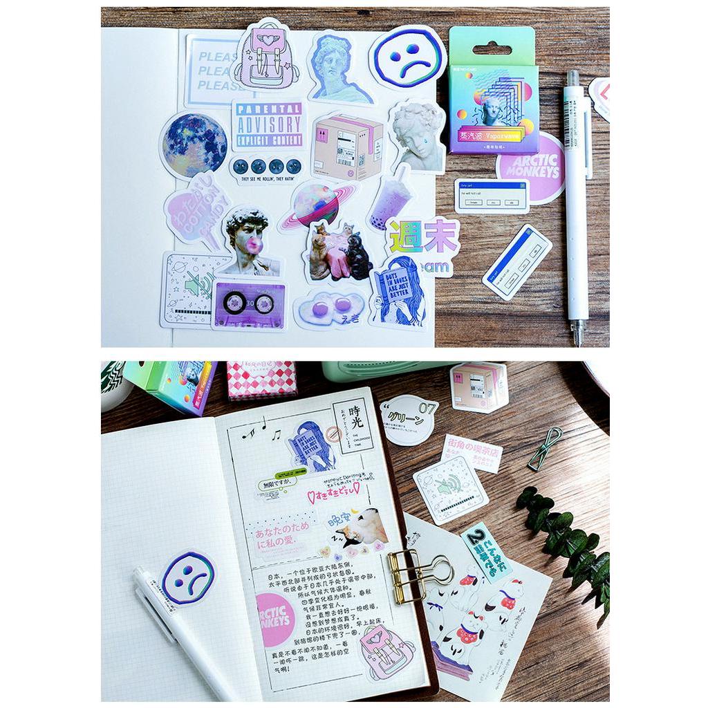 46pcs/set Stiker Desain Patung Bulan Warna-Warni Untuk Dekorasi Album Phone