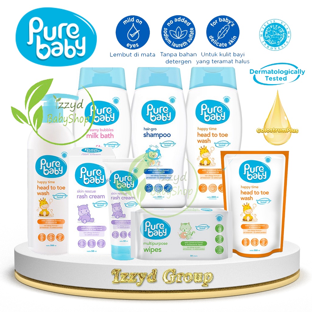 ❣️Izzyd❣️My Baby PURE BABY hair gro Shampoo 200 ml|Pure Hair Body head to toe Wash 200ml|Pure creamy Bbuubbles Milk Bath 200mlMy baby refill wash rash and diaper cream bath pump 350ml | wipes tisu basah Pure baby Purebaby
