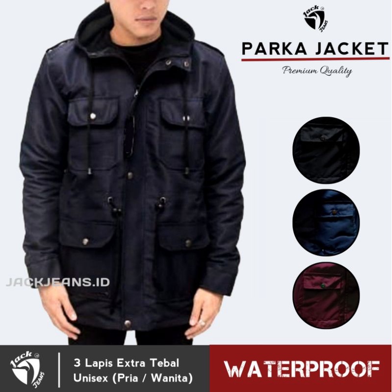 [ PREMIUM QUALITY ] Jaket Parka Hoodie Mantel Parasut Outdoor Pria Wanita Anti Air / Waterproof JACKJEANS.ID