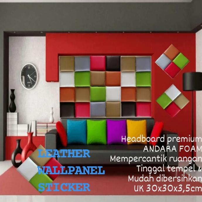 LEATHER HEADBOARD WALLPANEL STICKER PEREDAM SUARA / HIASAN DINDING
