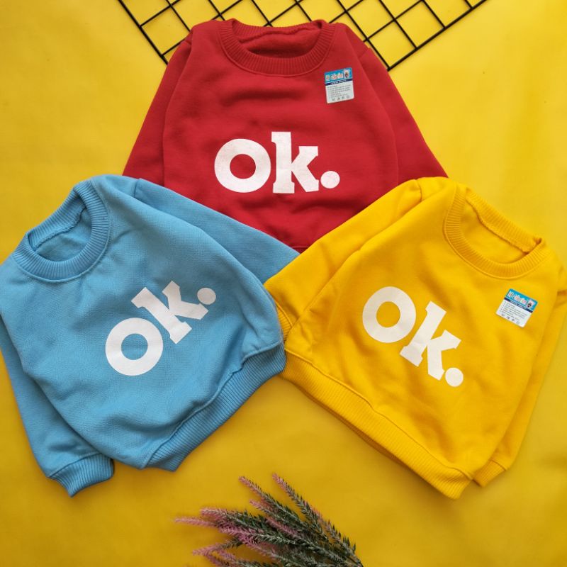 sweater mantel bayi 3-12 bulan motif ok.
