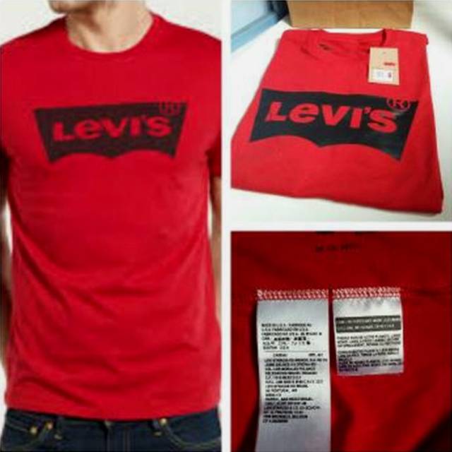 Kaos Levis Original Merah Batwing Hitam