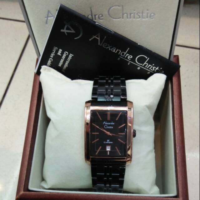 NEW JAM TANGAN WANITA ALEXANDRE CHRISTIE RANTAI BLACK GOLD Ac8408 ORIGINAL