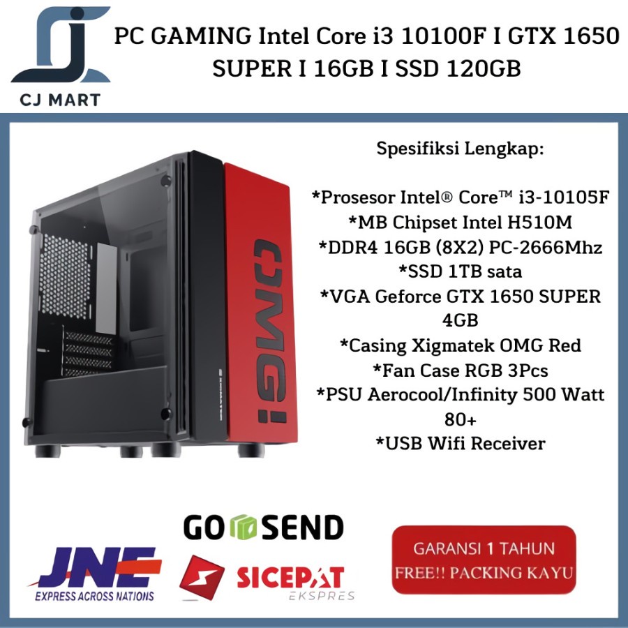 PC GAMING Intel Core i3 10100F I GTX 1650 SUPER I 16GB I SSD 120GB