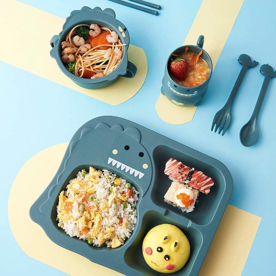 LT- [1300GR] [ 6in1 SET ] PIRING MAKAN ANAK DINO set alat makan anak DINO