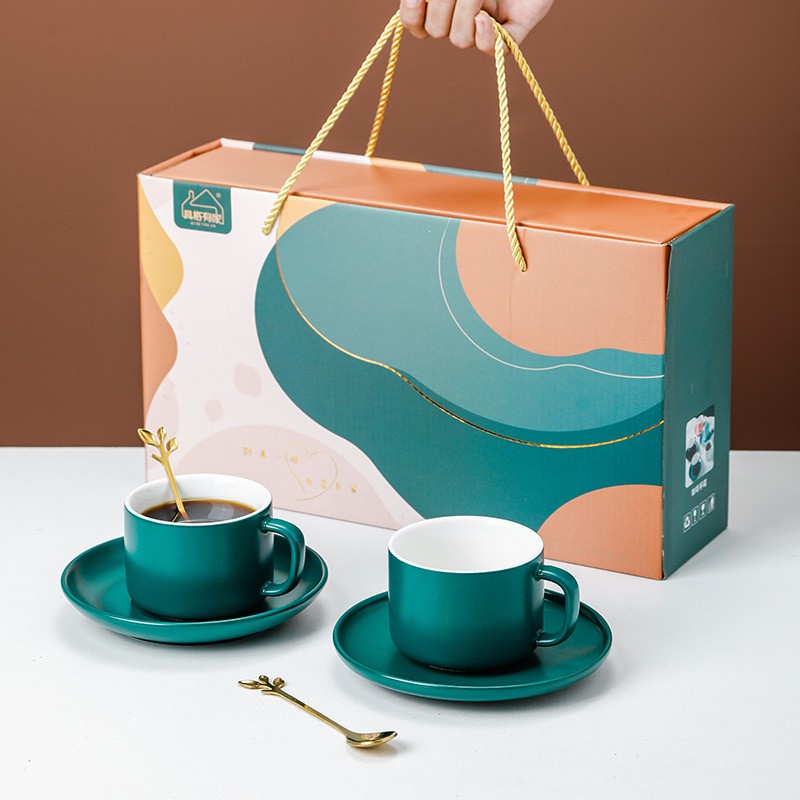 Coffee Tea Mug Set isi 2 / Cangkir kopi teh Set Keramik / Hampers Souvenir Hadiah Gift Ceramic / Par