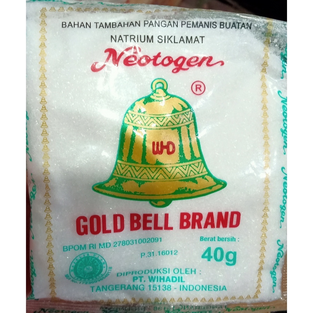

sari manis pemanis buatan neotogen gold bell brand cap lonceng 40 gram