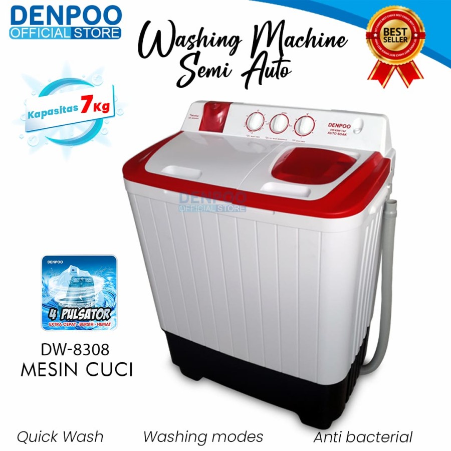 MESIN CUCI 2 TABUNG DENPOO DW 8308
