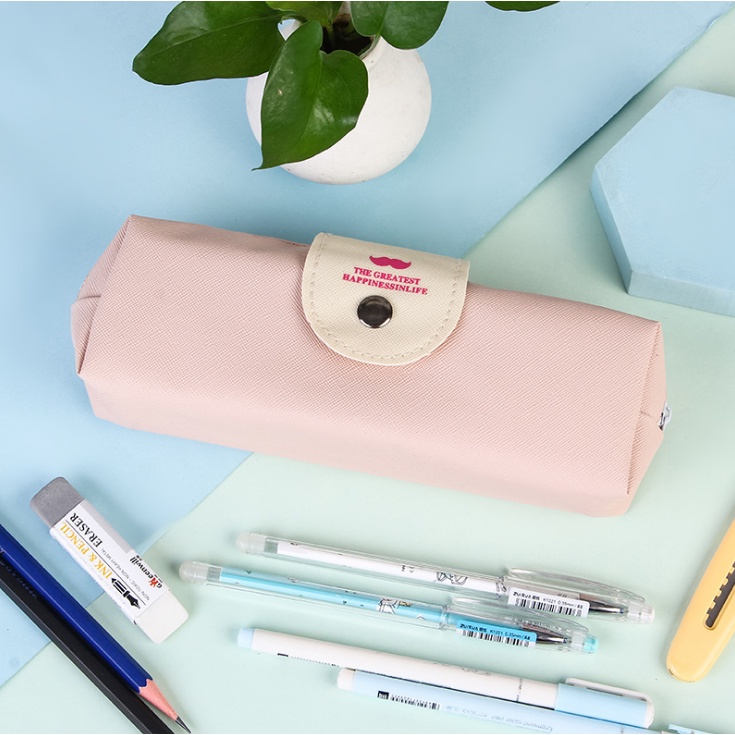 KOTAK PENSIL SIMPLE HAPPINESS LIFE / KOTAK PULPEN / TEMPAT ALAT TULIS BS-PINK