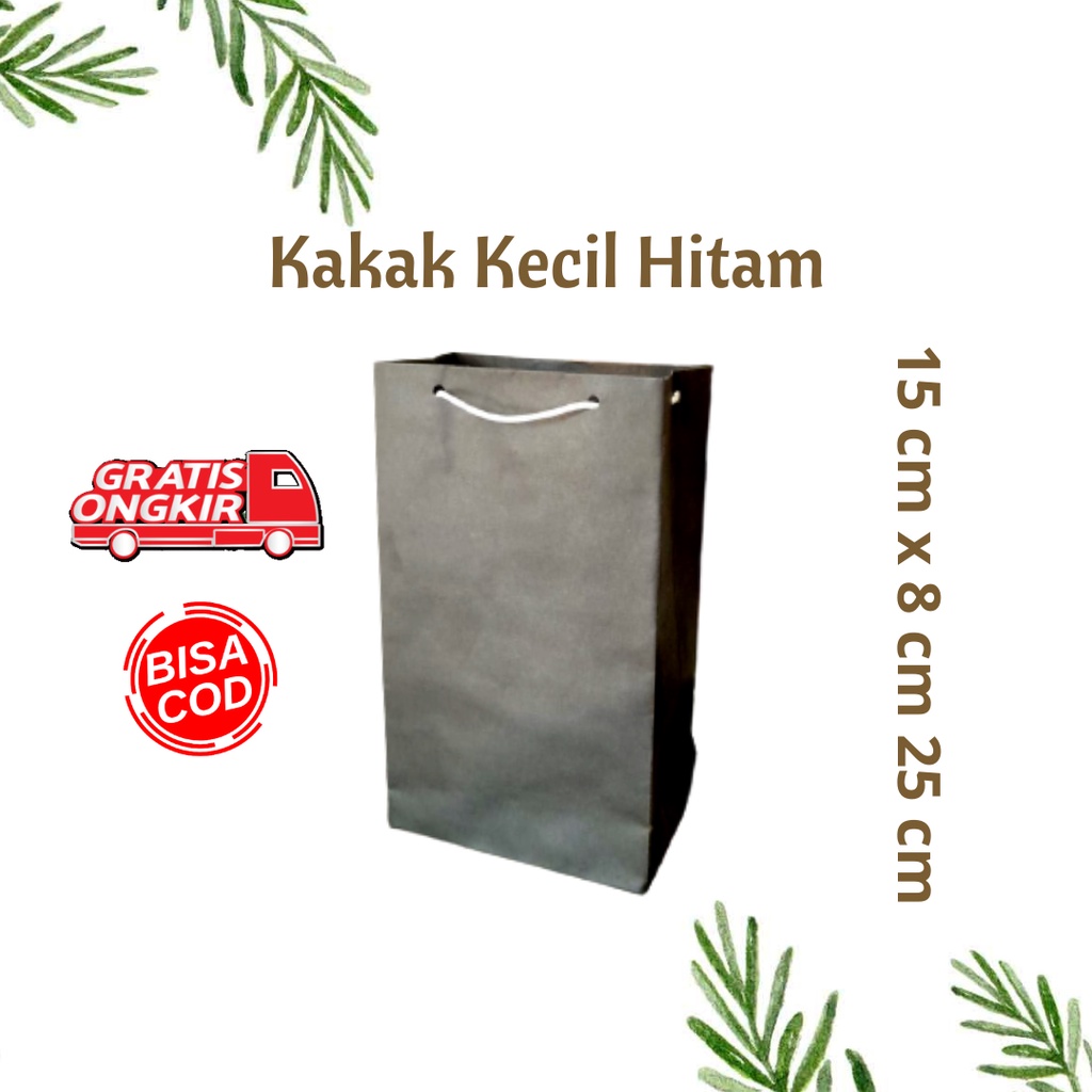 

Paper bag KAKAK KECIL HITAM POLOS 15 x 8 x 25 / paperbag murah