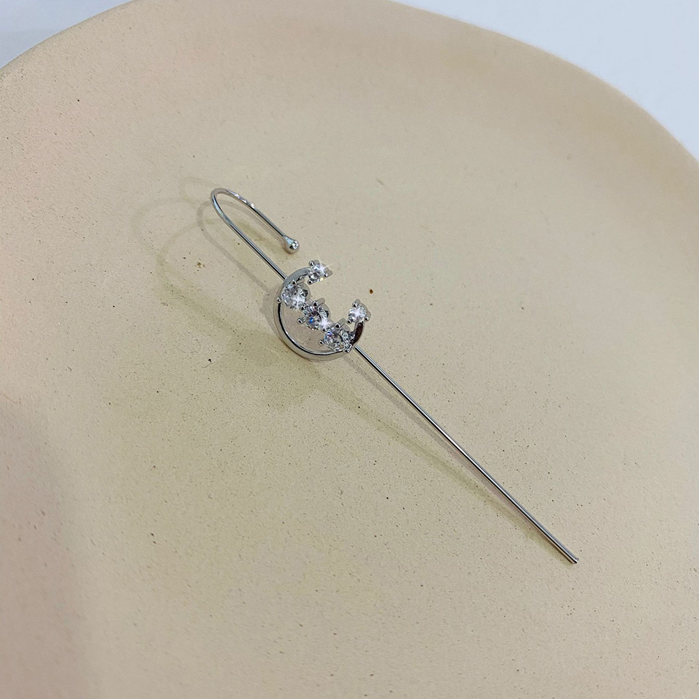 XIJING1  1pc Anting Tindik Zirkon Bertatahkan Tembaga, Klip Tulang Telinga Desain Pribadi-8#